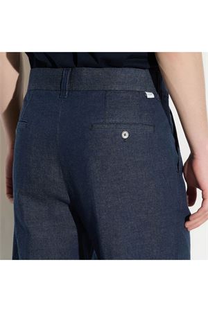 Pantalone Chino Relaxed Fit in Cotone e Lino Blu PAOLO PECORA | B12102626685